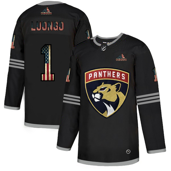 Florida Panthers #1 Roberto Luongo Adidas Men Black USA Flag Limited NHL Jersey